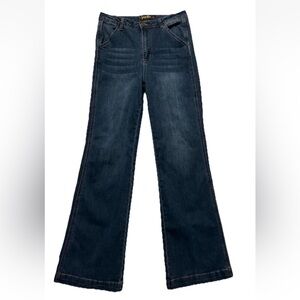 Indigo Rein High Rise Flare Jeans Dark Wash Stretch Womens Size 7